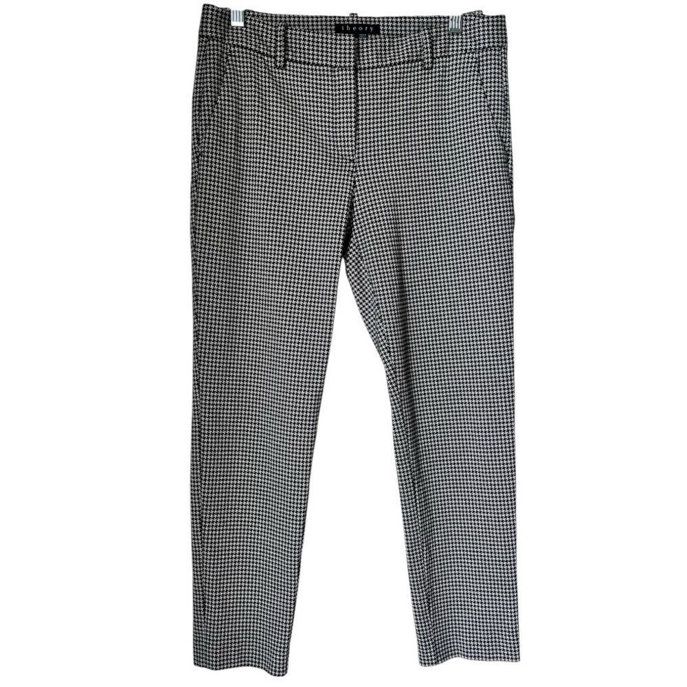 THEORY Houndstooth Black White Stretchy Parisian Chic Minimalist Ankle Pants 6
